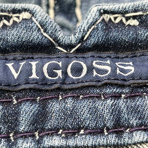 Vigoss Dublin Capri Jeans Womens 9/10 Blue Stretch Denim Heavy Stitching - Picture 5 of 10
